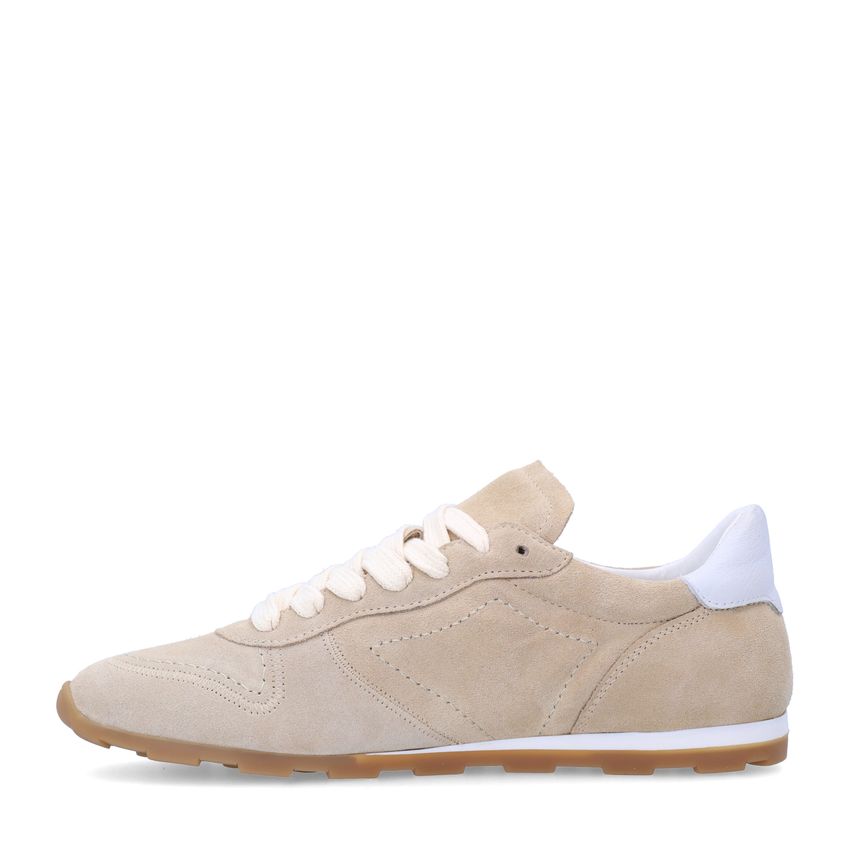 Beigefarbene Veloursleder-Sneaker