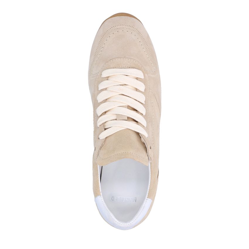 Beigefarbene Veloursleder-Sneaker