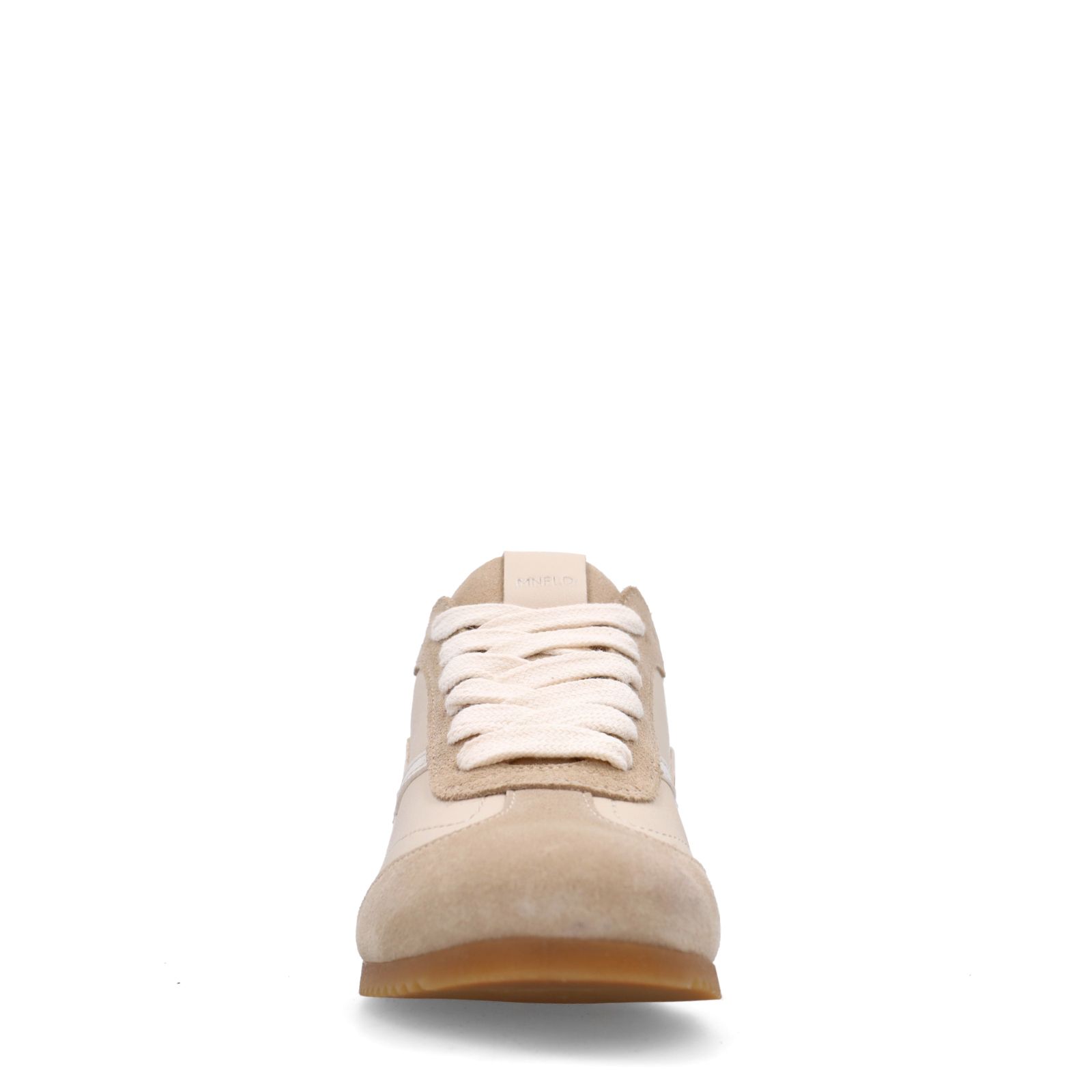 Witte crème leren sneakers met beige suéde details