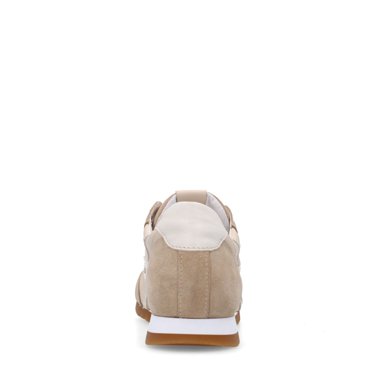 Witte crème leren sneakers met beige suéde details
