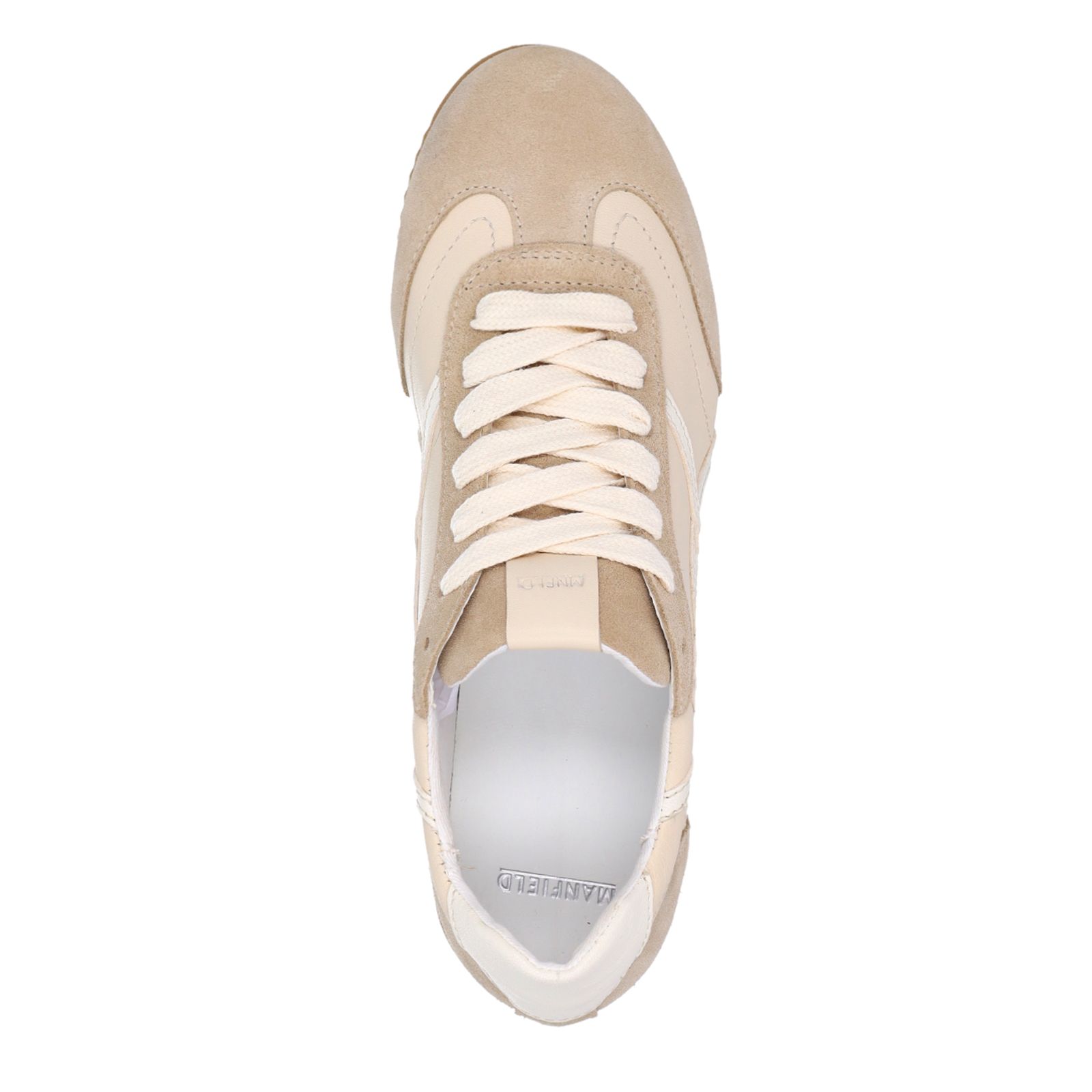 Witte crème leren sneakers met beige suéde details
