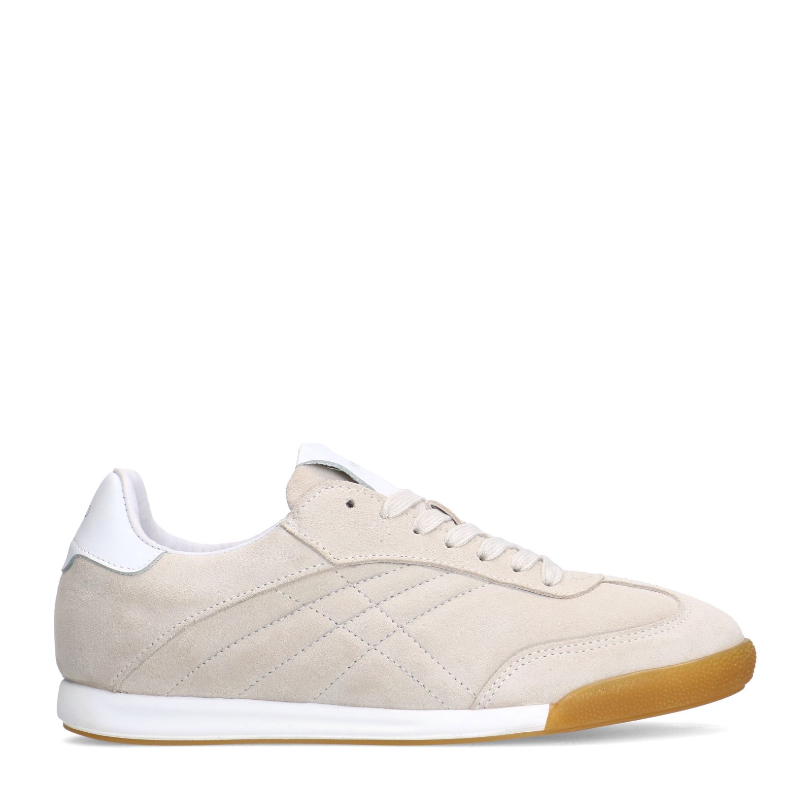 Beigefarbene Veloursleder-Sneaker