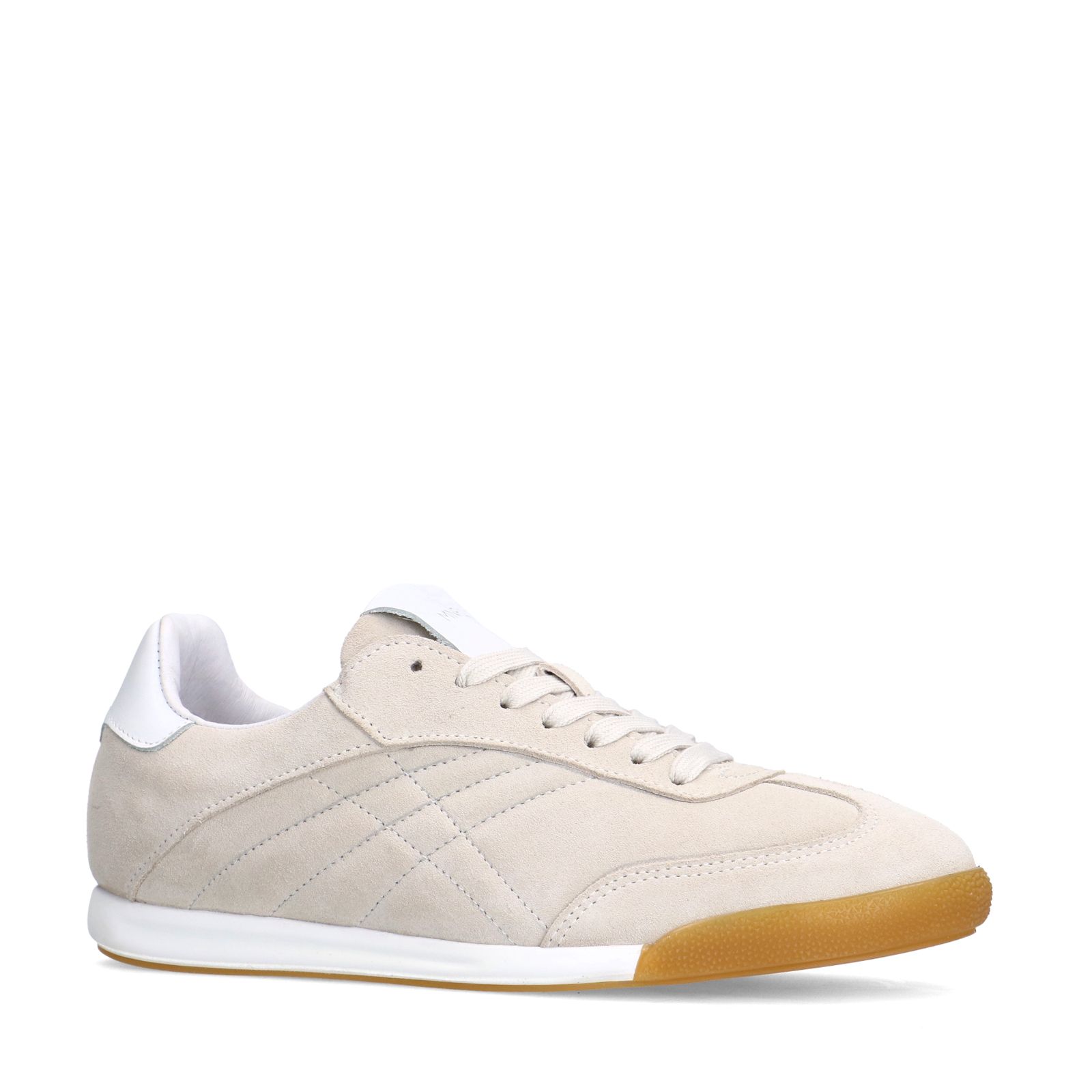 Beigefarbene Veloursleder-Sneaker