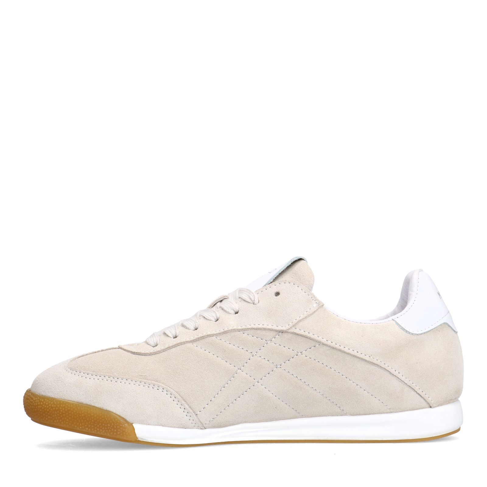 Beigefarbene Veloursleder-Sneaker