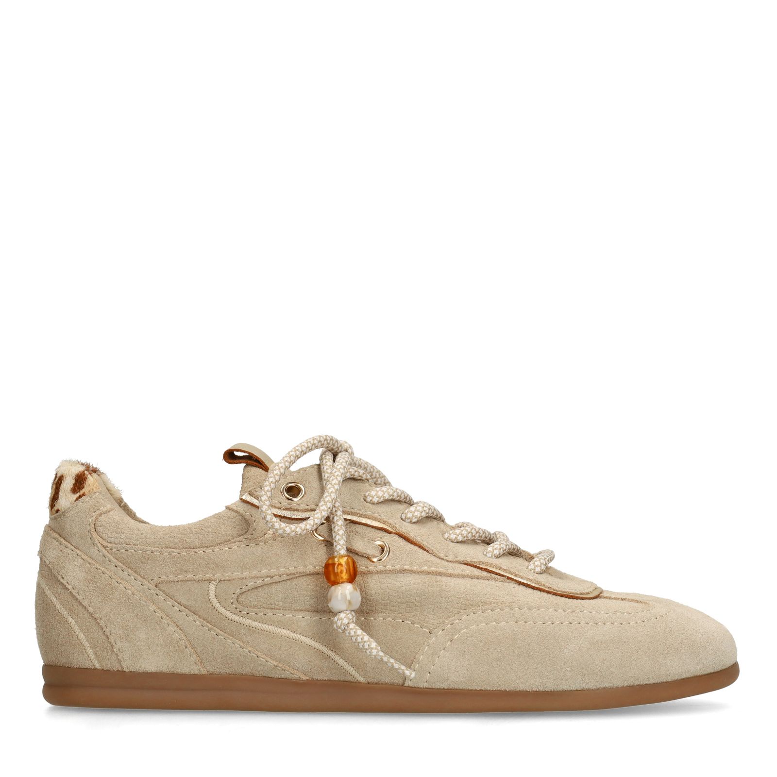 Beigefarbene Veloursleder-Sneaker