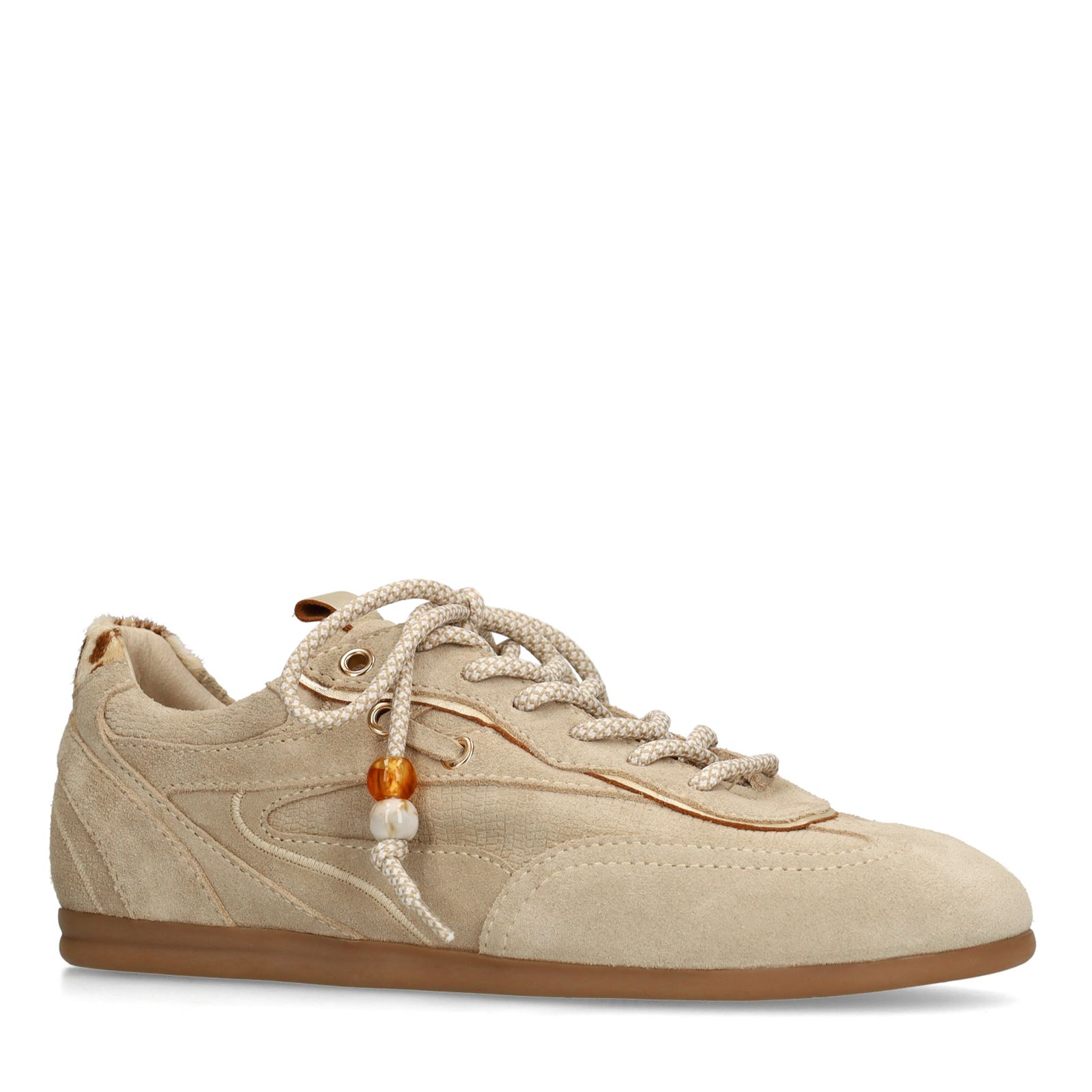 Beigefarbene Veloursleder-Sneaker
