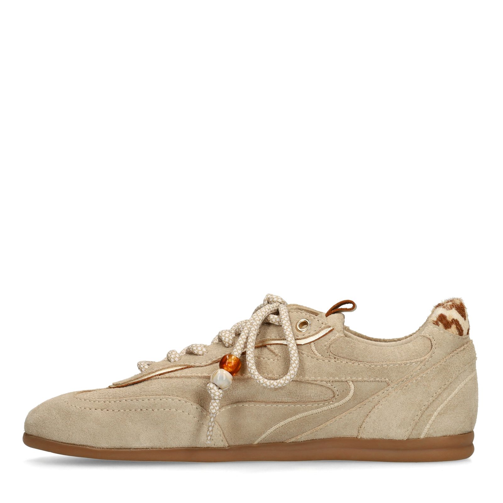 Beigefarbene Veloursleder-Sneaker