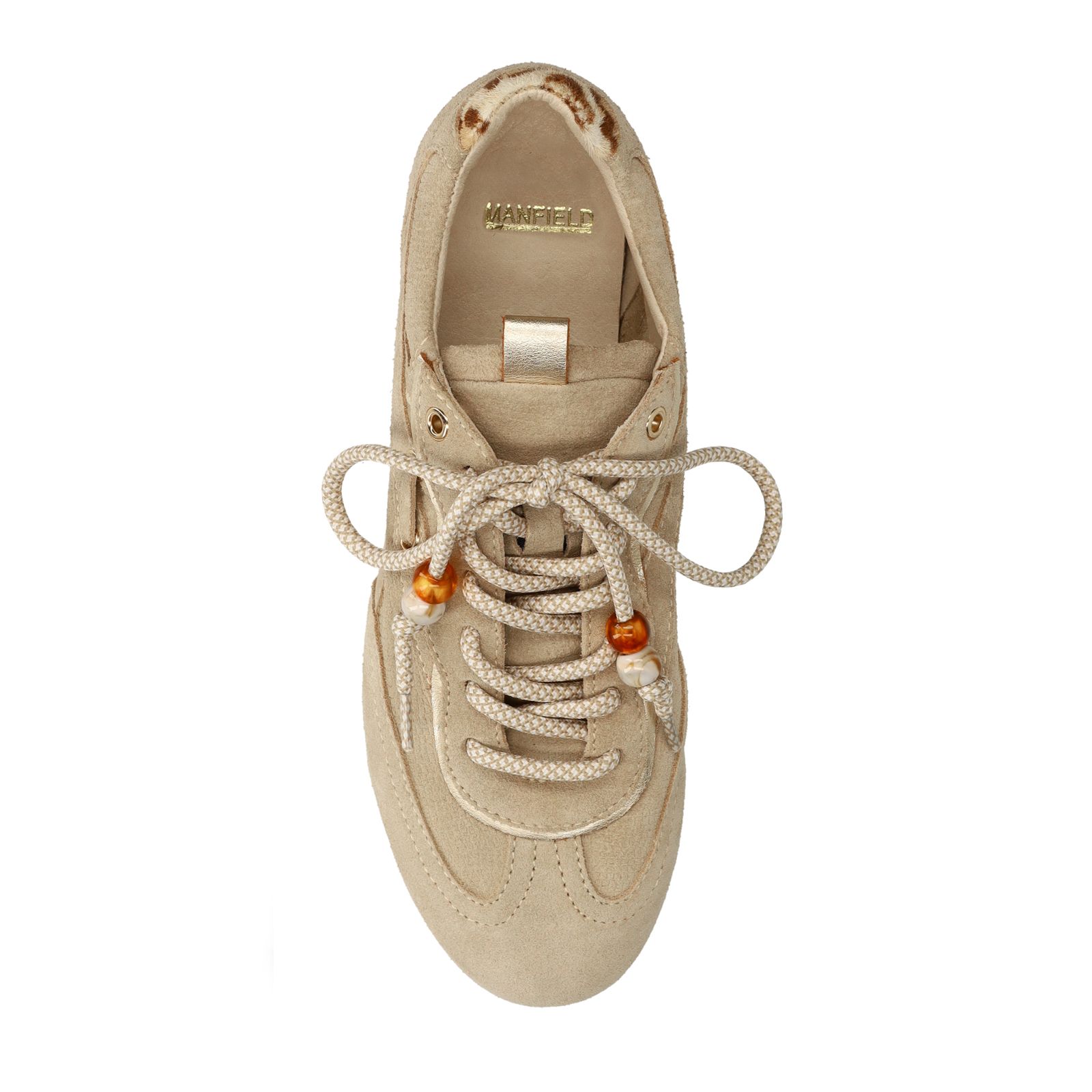 Beigefarbene Veloursleder-Sneaker