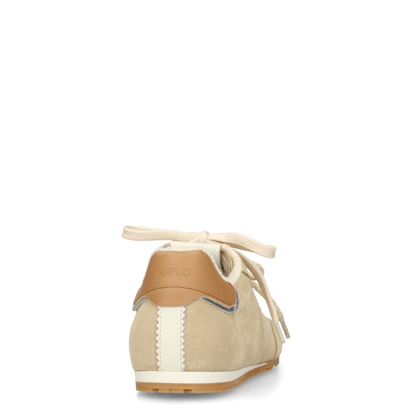 Beige suède sneakers met dubbele vetersluiting