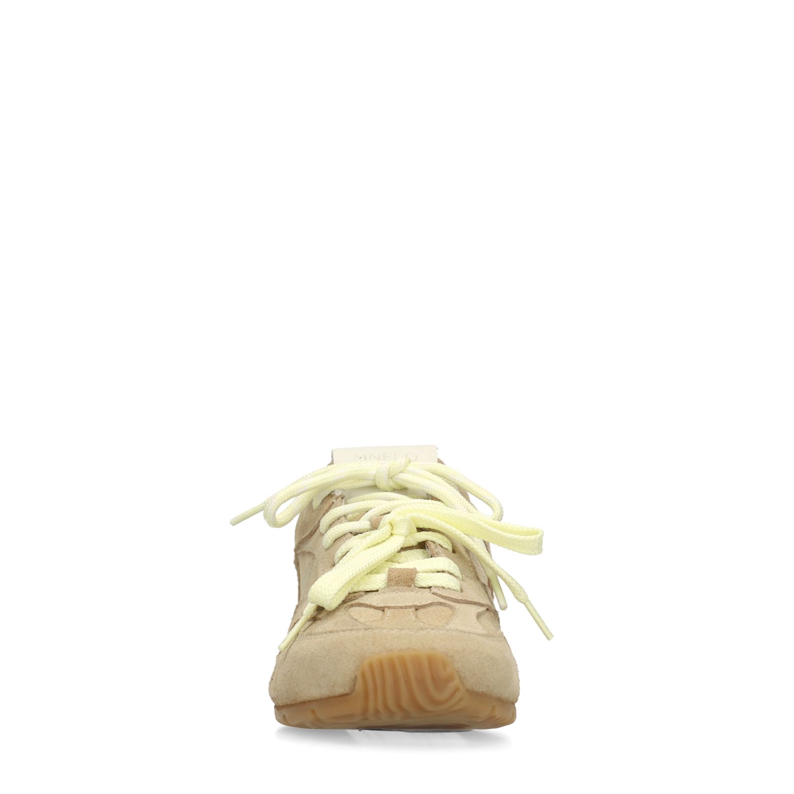 Beigefarbene Veloursleder-Sneaker mit zwei Schnürungen