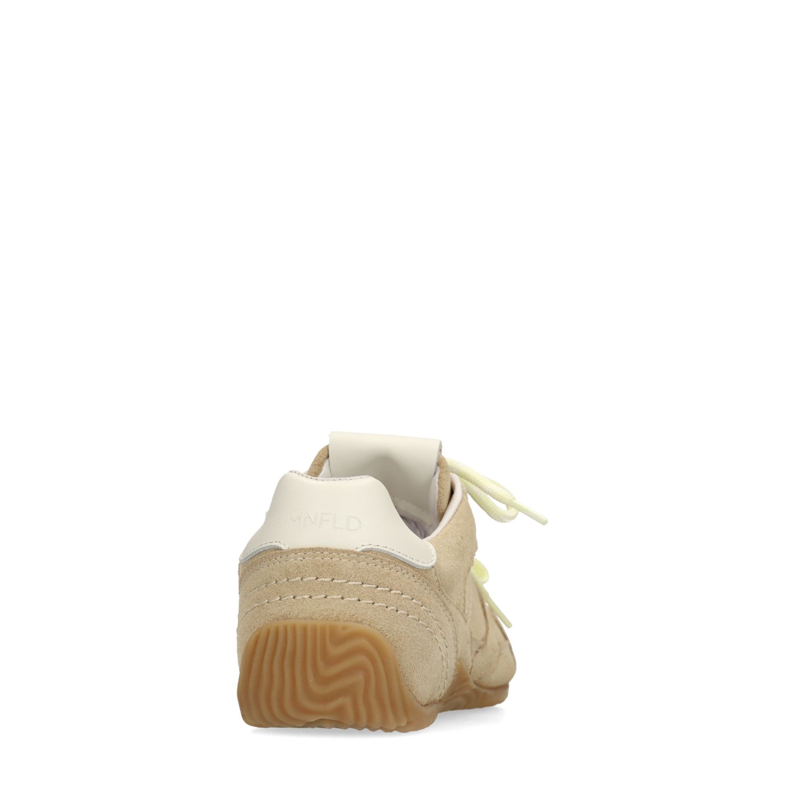 Beigefarbene Veloursleder-Sneaker mit zwei Schnürungen