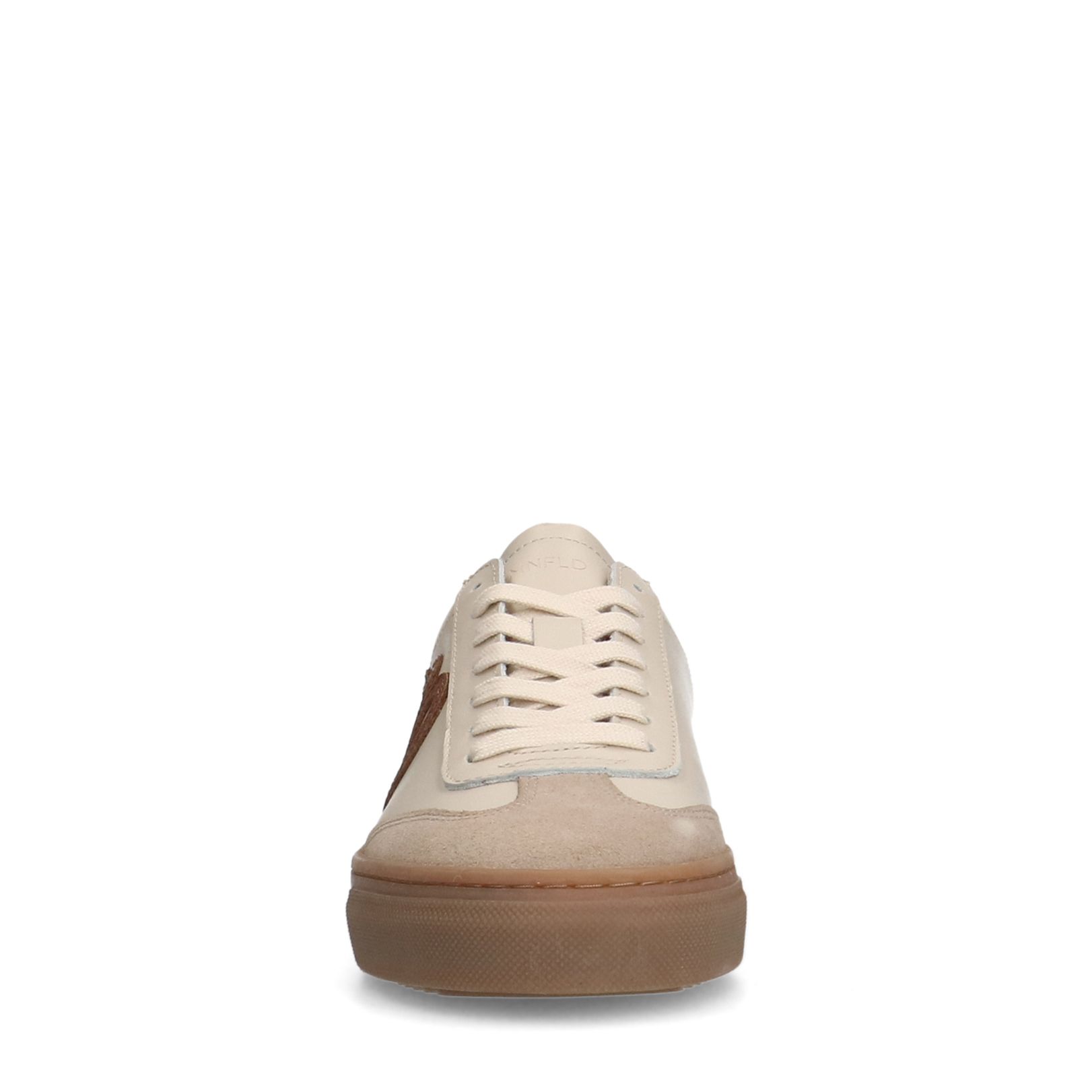 Beige leren sneakers met suède details