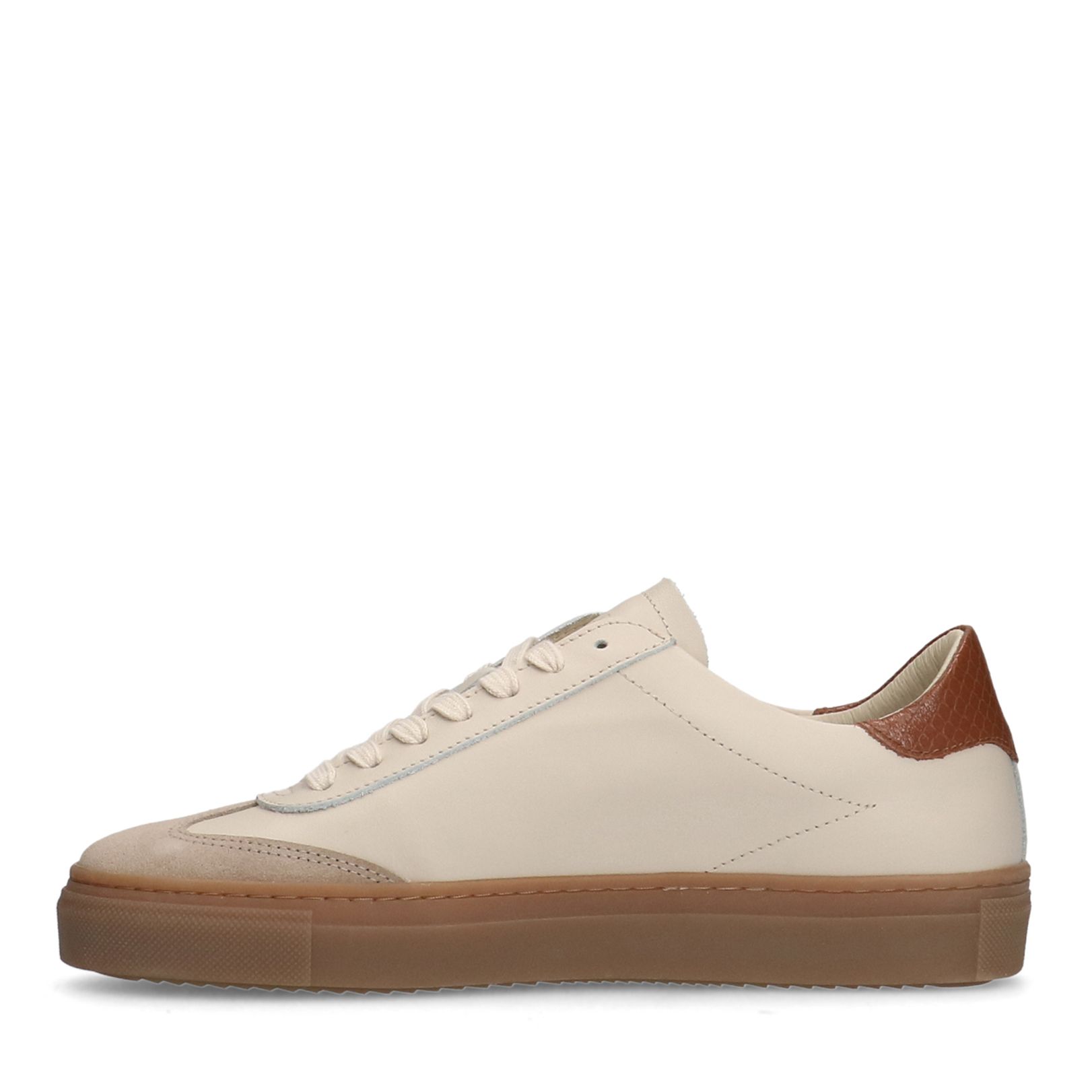 Beige leren sneakers met suède details