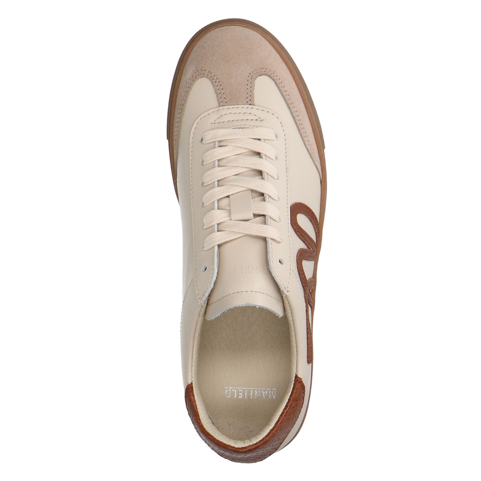 Beige leren sneakers met suède details