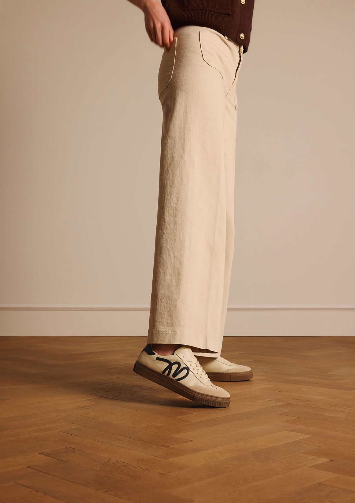 Beige leren sneakers