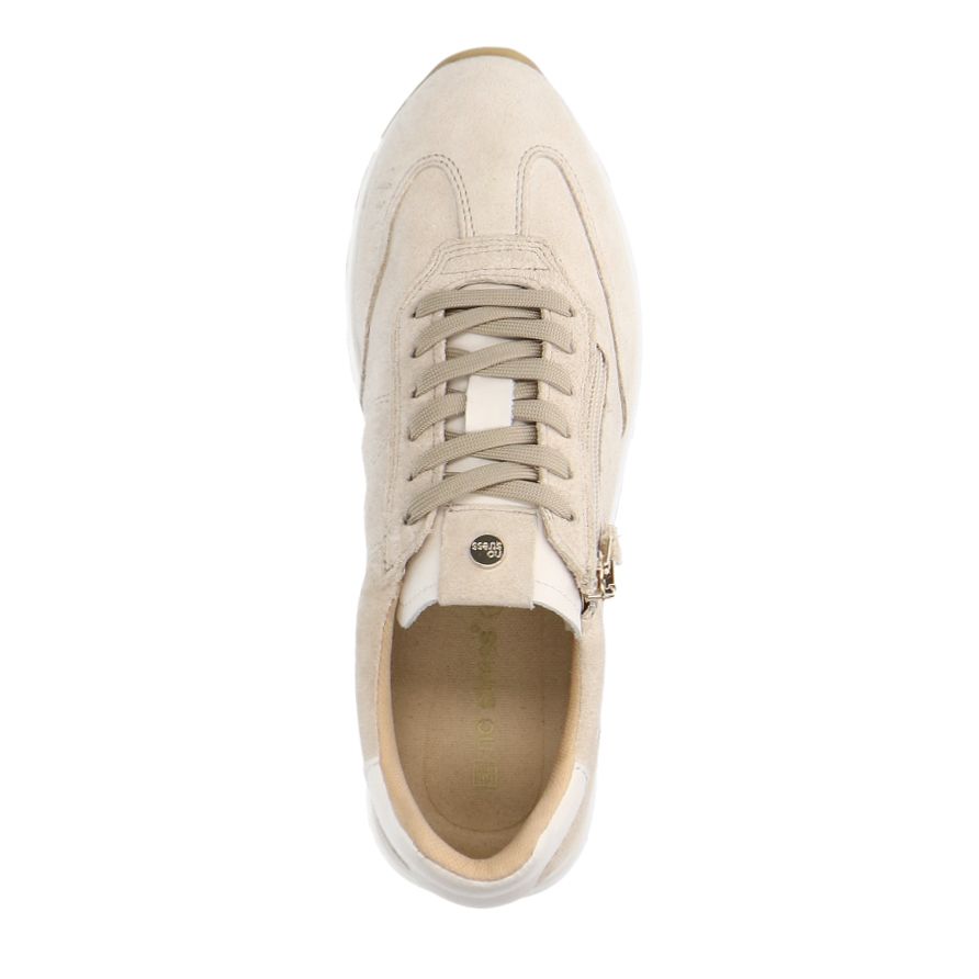 Beigefarbene Nubuk-Sneaker mit Reißverschluss