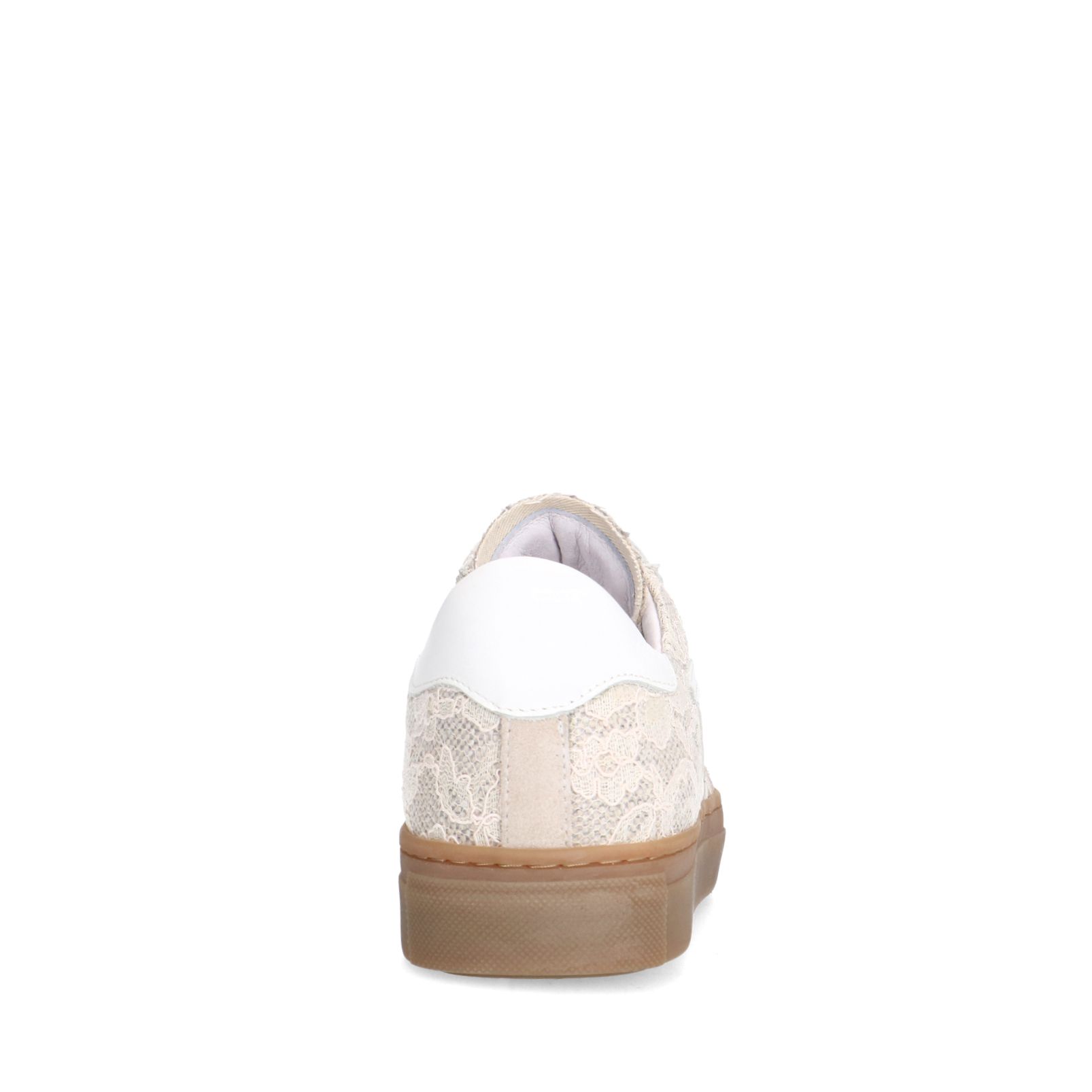 Beige leren sneakers met kanten details