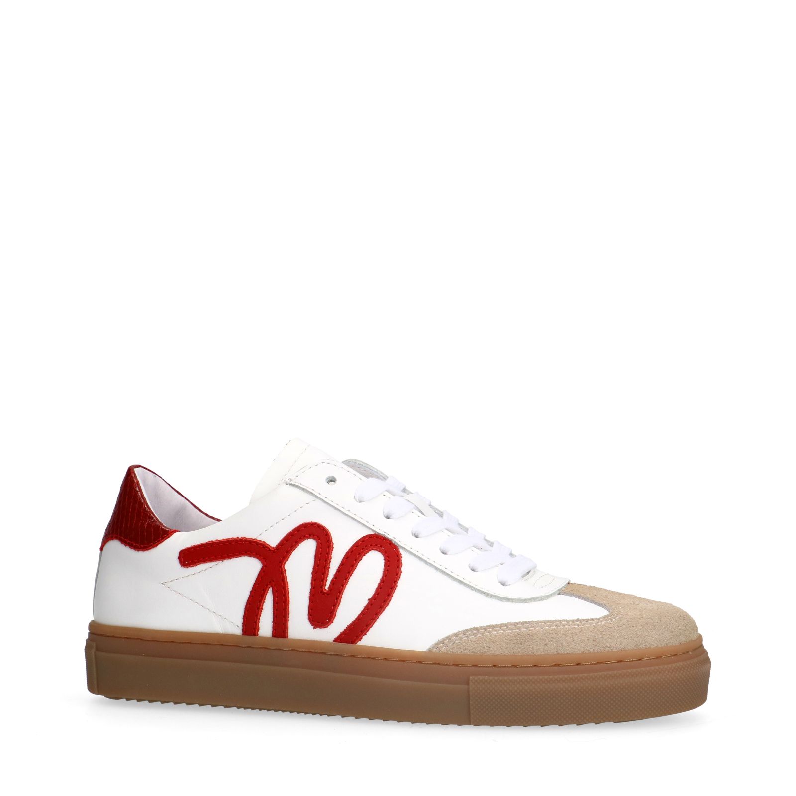 Witte leren sneakers met rode details