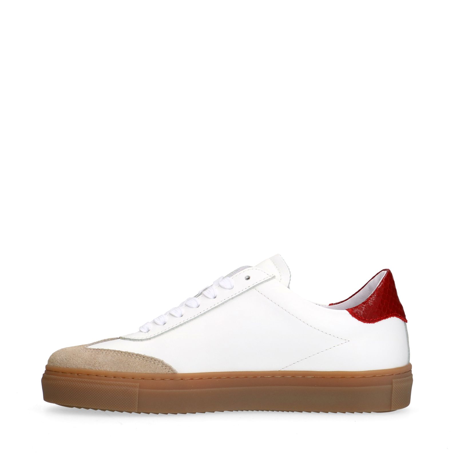 Witte leren sneakers met rode details
