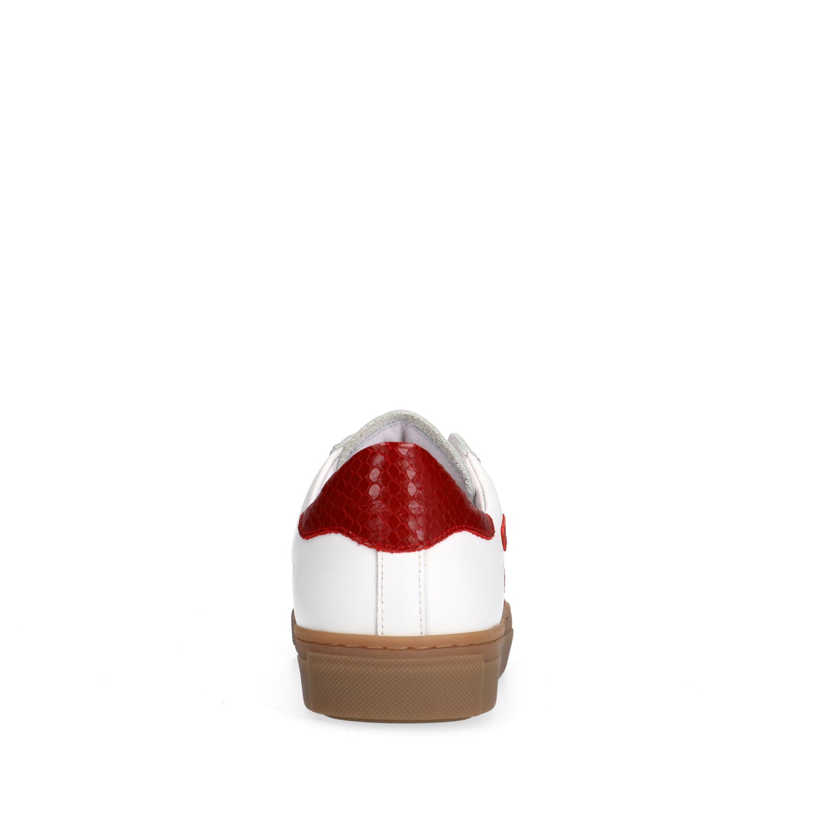 Witte leren sneakers met rode details