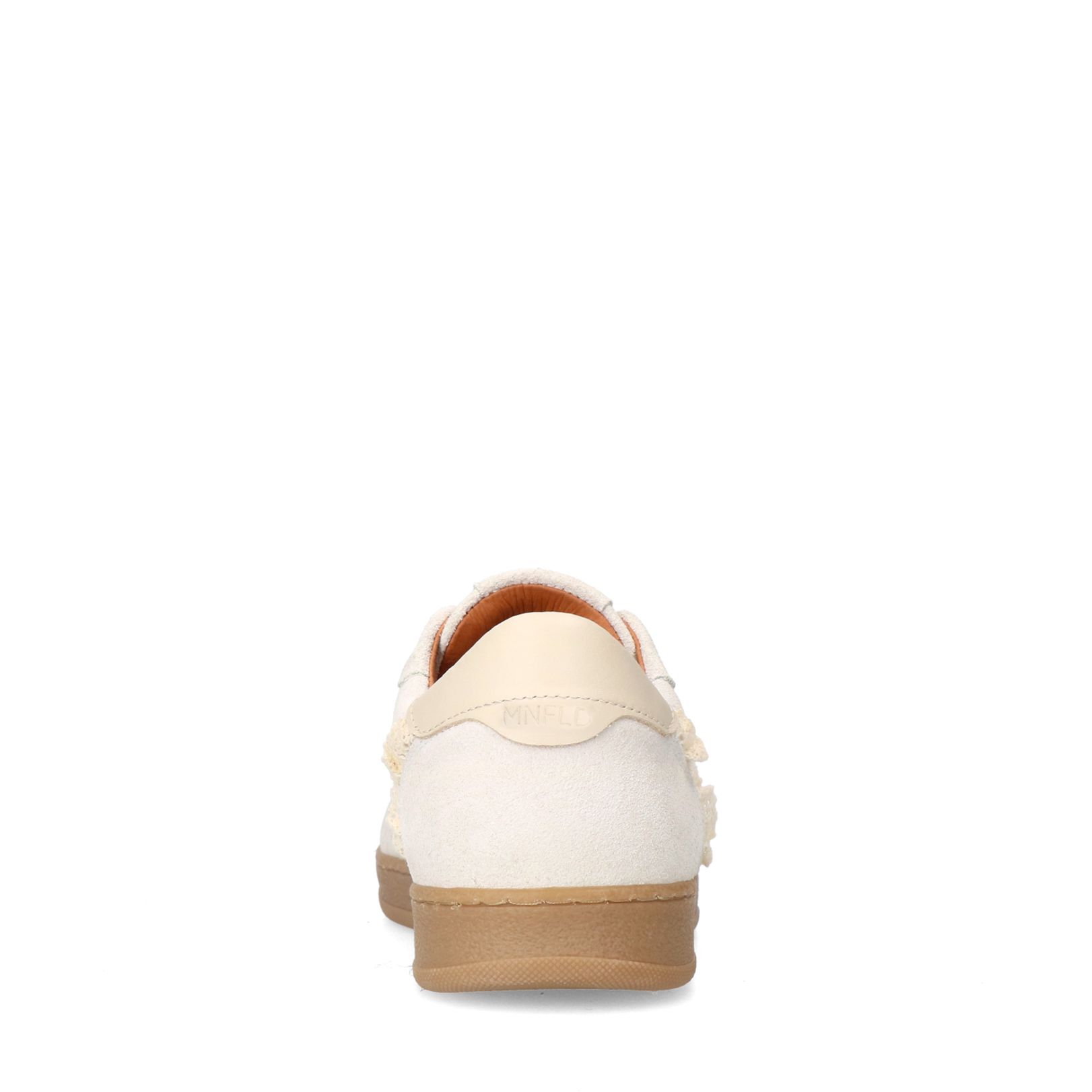 Beigefarbene Ledersneaker mit Veloursleder-Details
