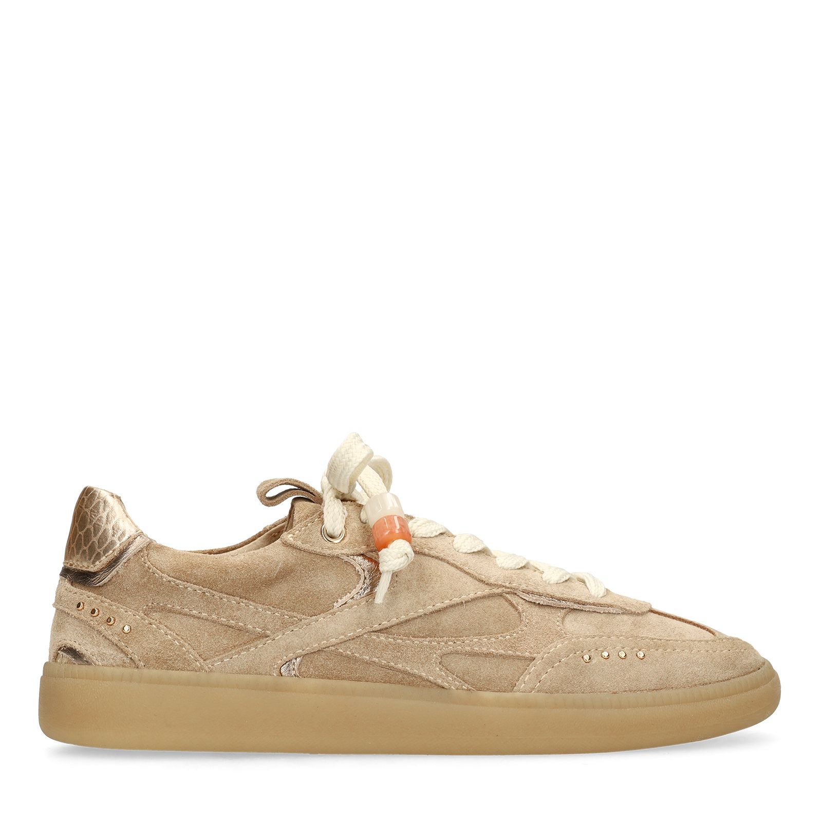 Beigefarbene Veloursleder-Sneaker