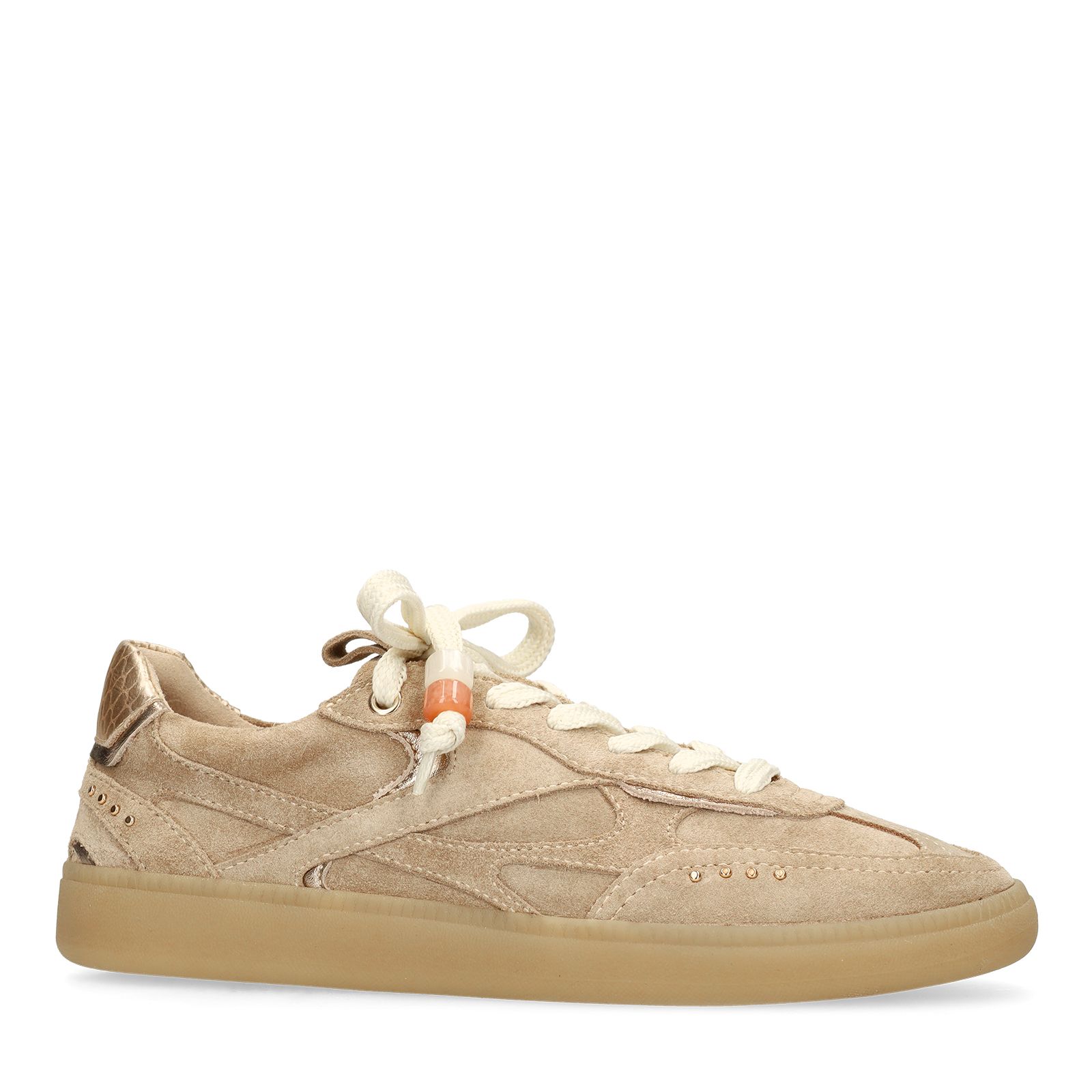 Beigefarbene Veloursleder-Sneaker