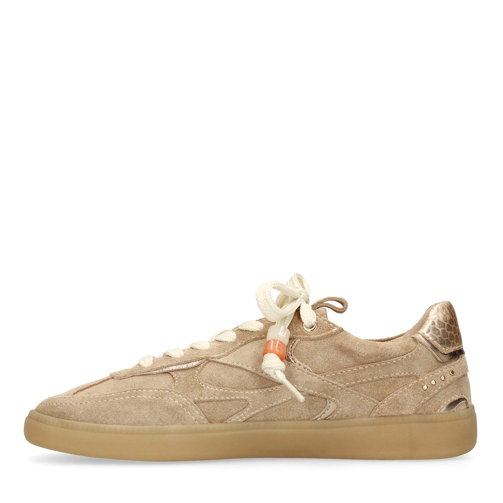 Beigefarbene Veloursleder-Sneaker