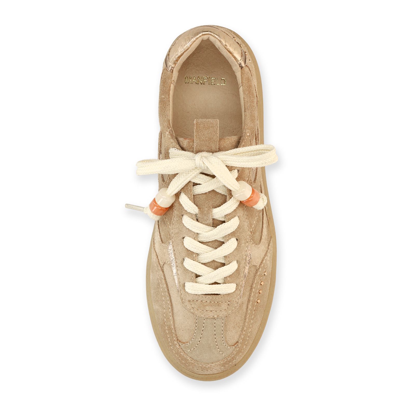 Beigefarbene Veloursleder-Sneaker