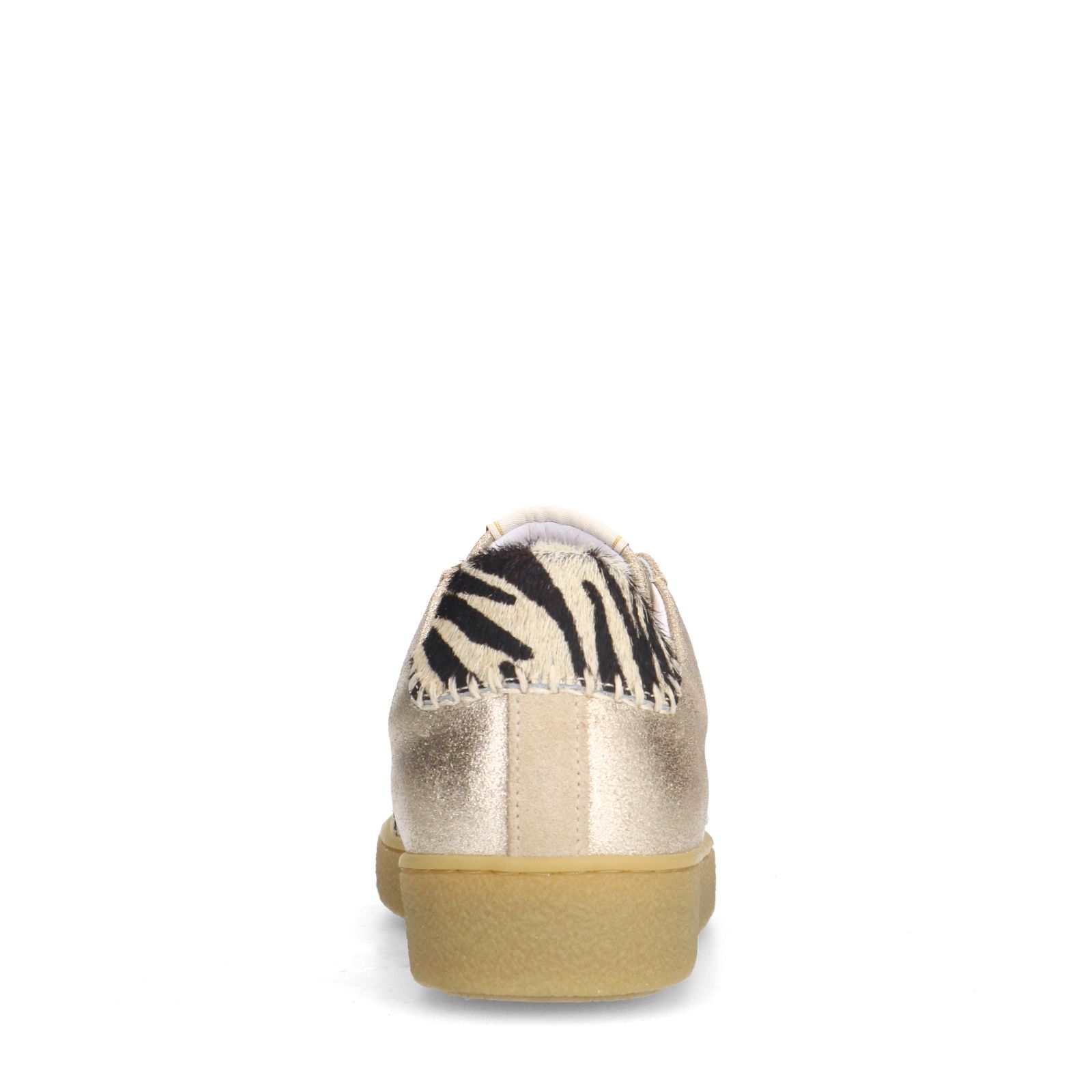 Gouden leren sneakers met zebra details