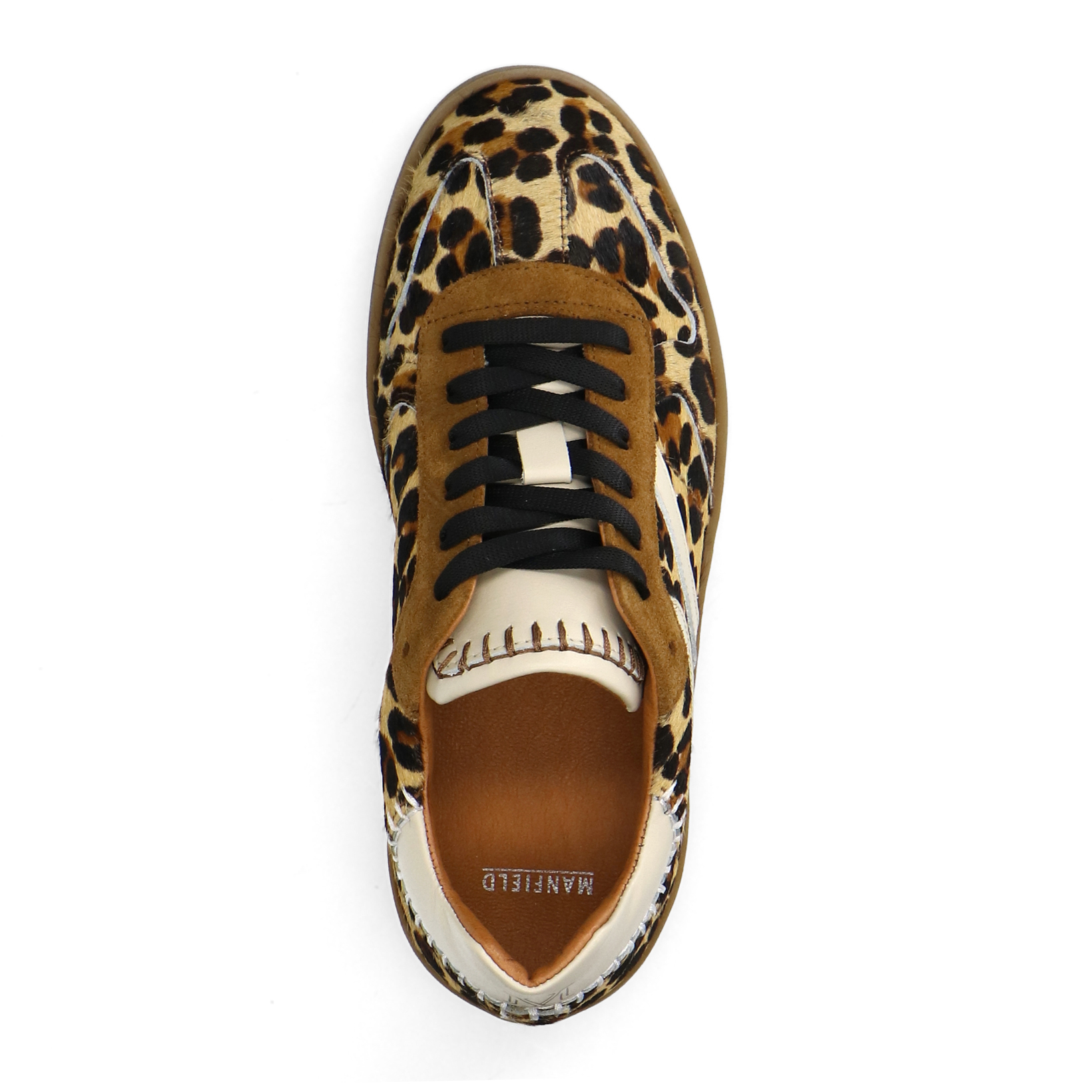 Manfield Sneakers Dames Panterprint Beige Leopard Sneakers Met