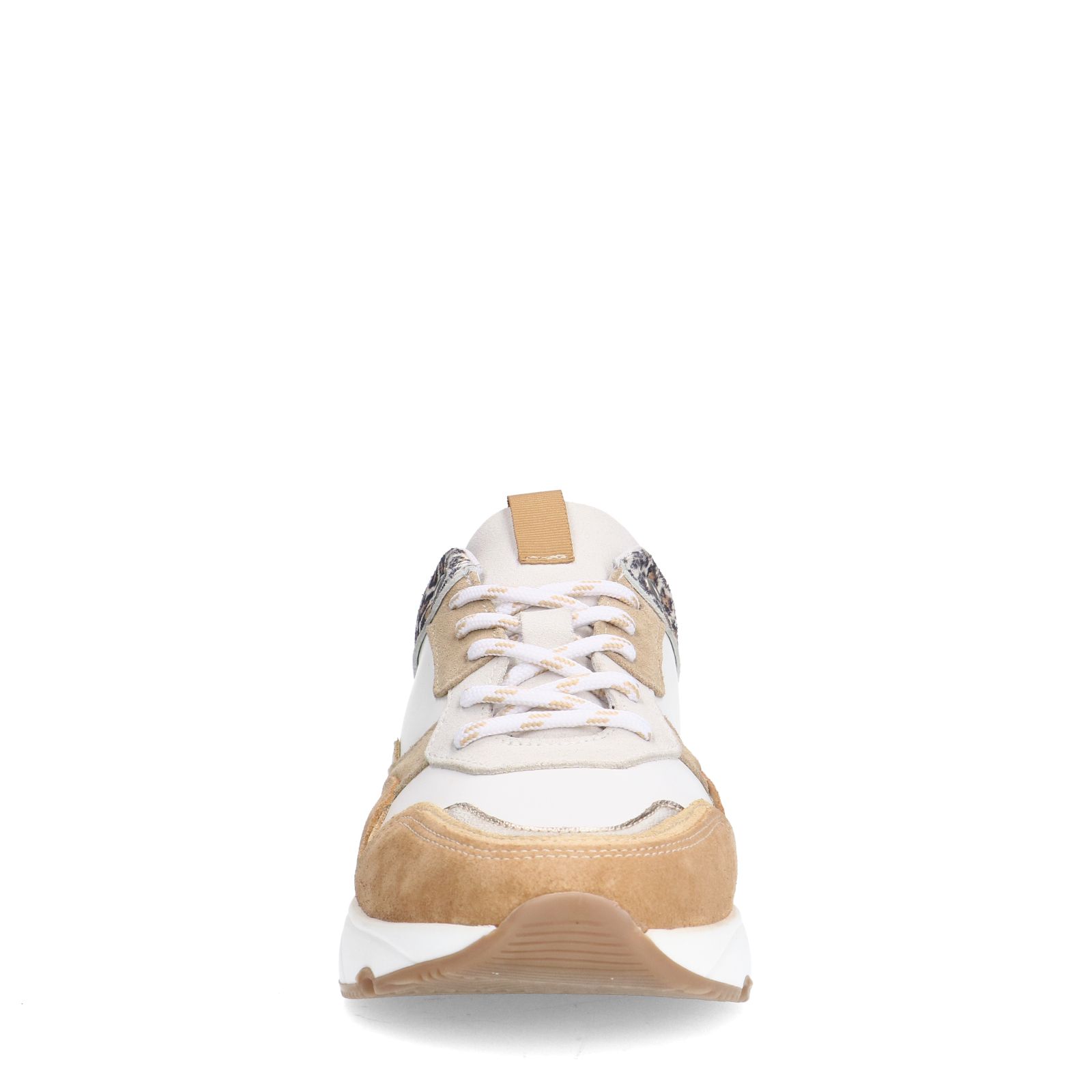 Weiße Ledersneaker mit Leoprint-Details