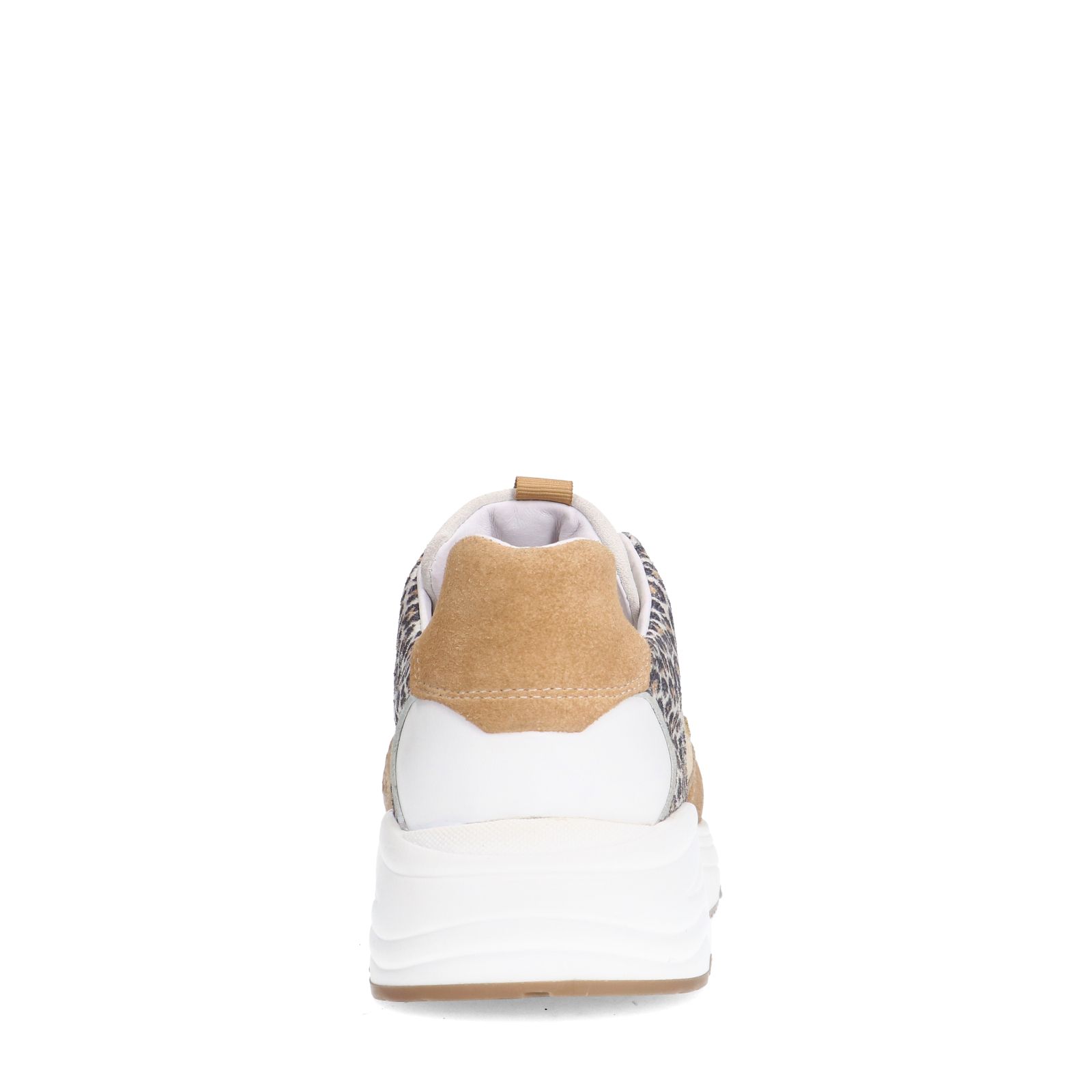Weiße Ledersneaker mit Leoprint-Details