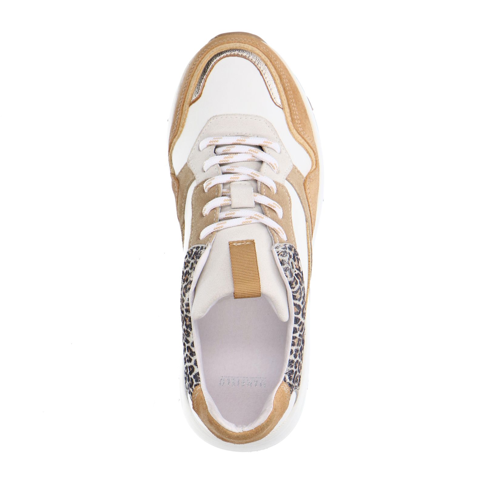 Weiße Ledersneaker mit Leoprint-Details