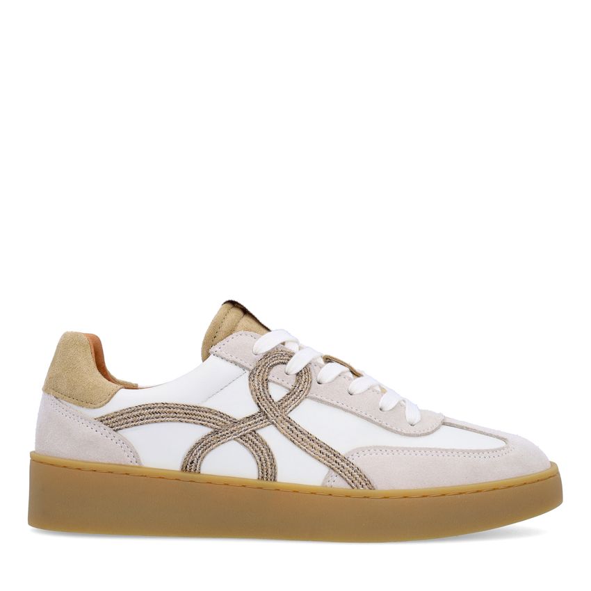 Beige leren sneakers met suède details