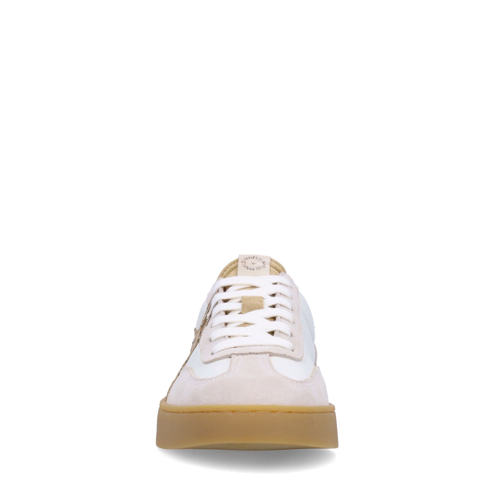 Beige leren sneakers met suède details