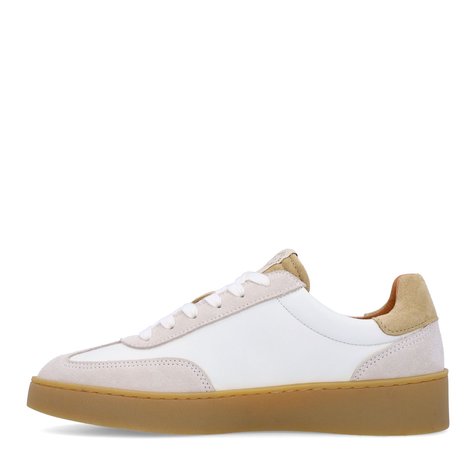 Beige leren sneakers met suède details