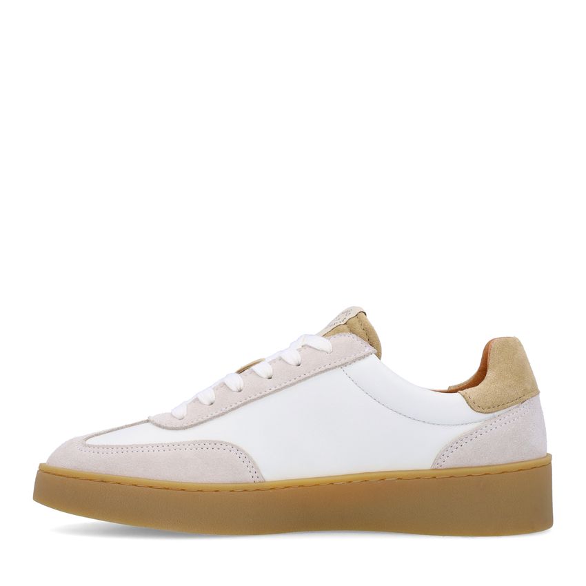 Beige leren sneakers met suède details
