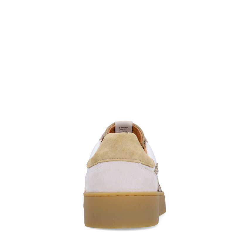 Beige leren sneakers met suède details