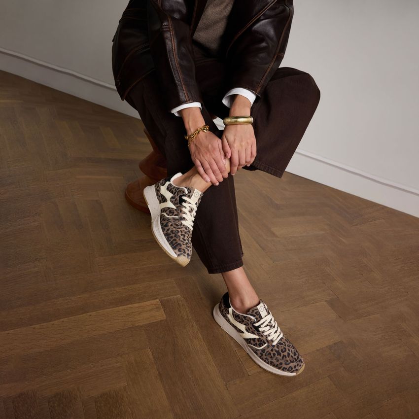 Veloursleder-Sneaker mit Leoprint