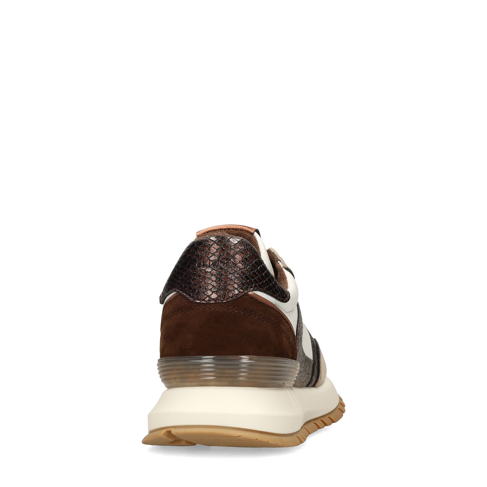 Taupefarbene Ledersneaker mit Veloursleder-Details