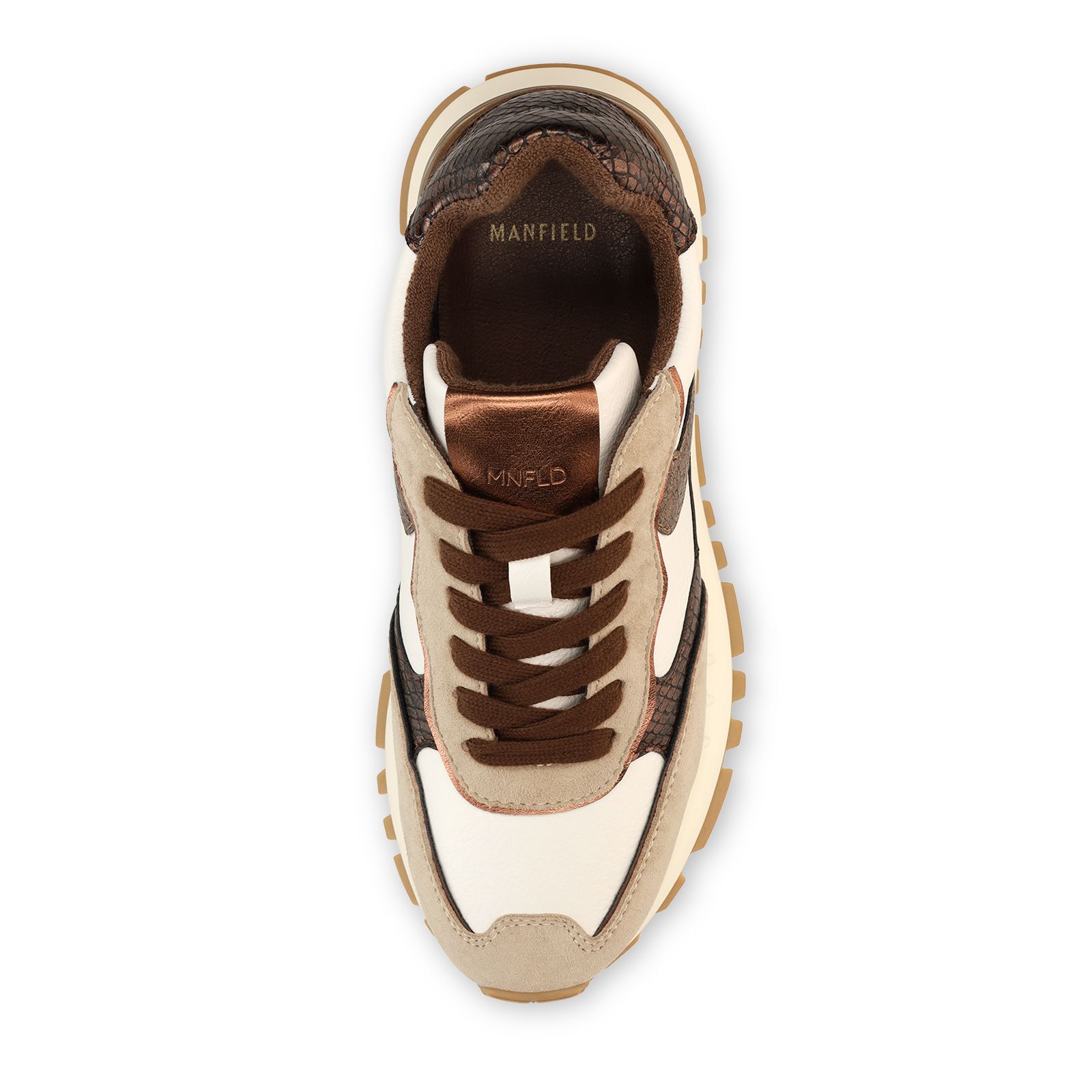 Taupefarbene Ledersneaker mit Veloursleder-Details