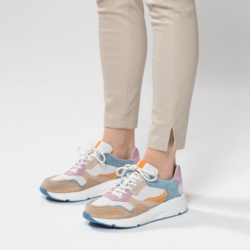 Beige dad sneakers met gekleurde details
