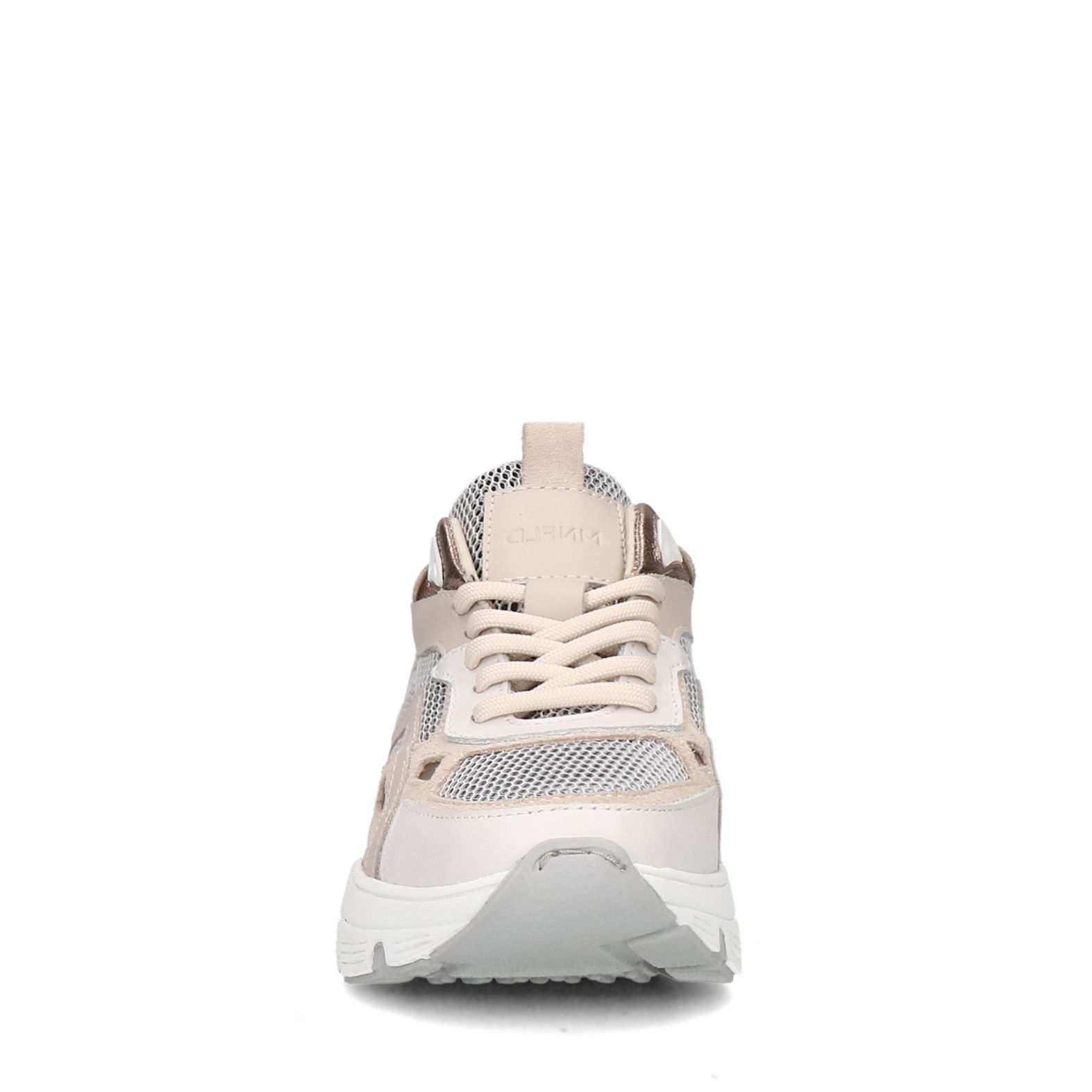 Beige leren sneakers suède details