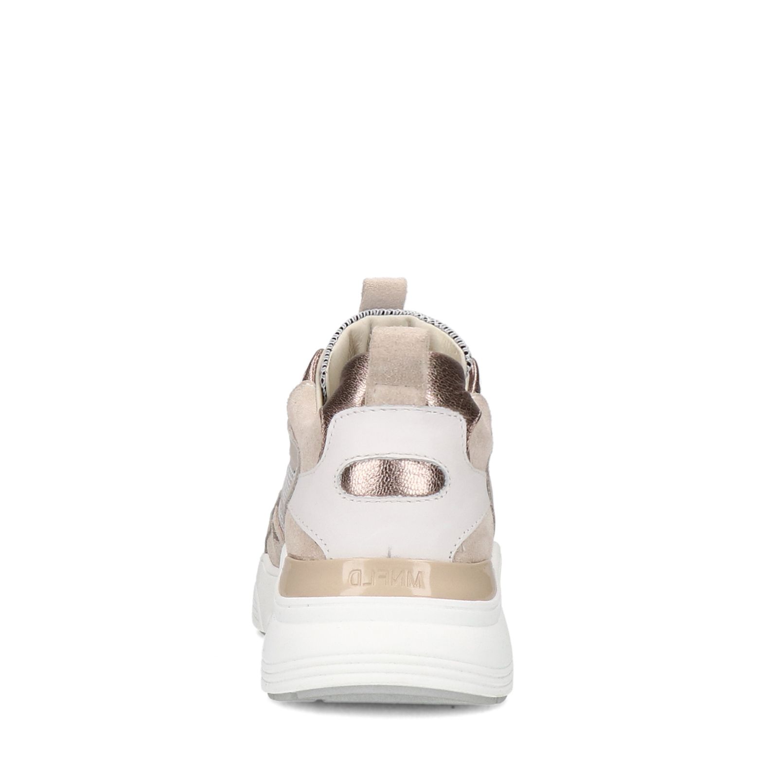 Beige leren sneakers suède details