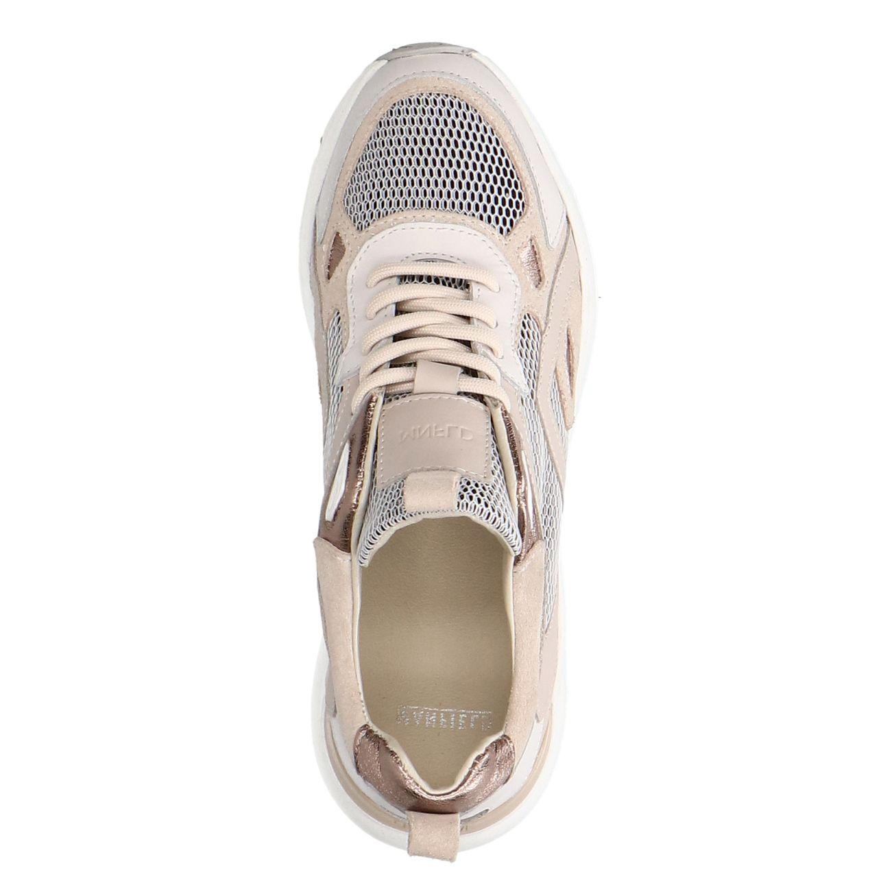 Beige leren sneakers suède details