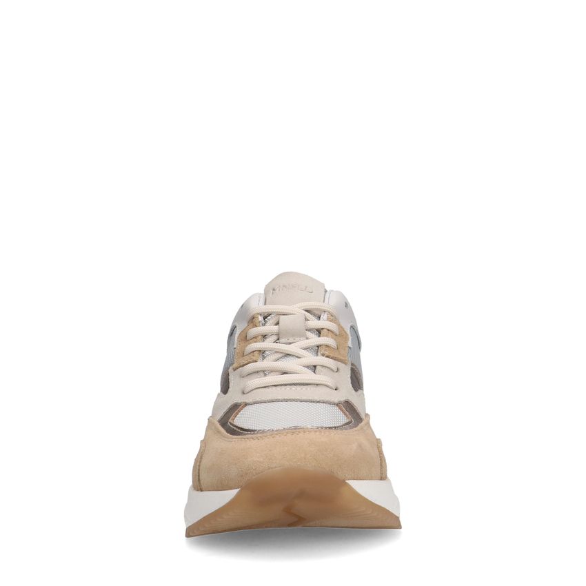 Beige leren sneakers met suède details