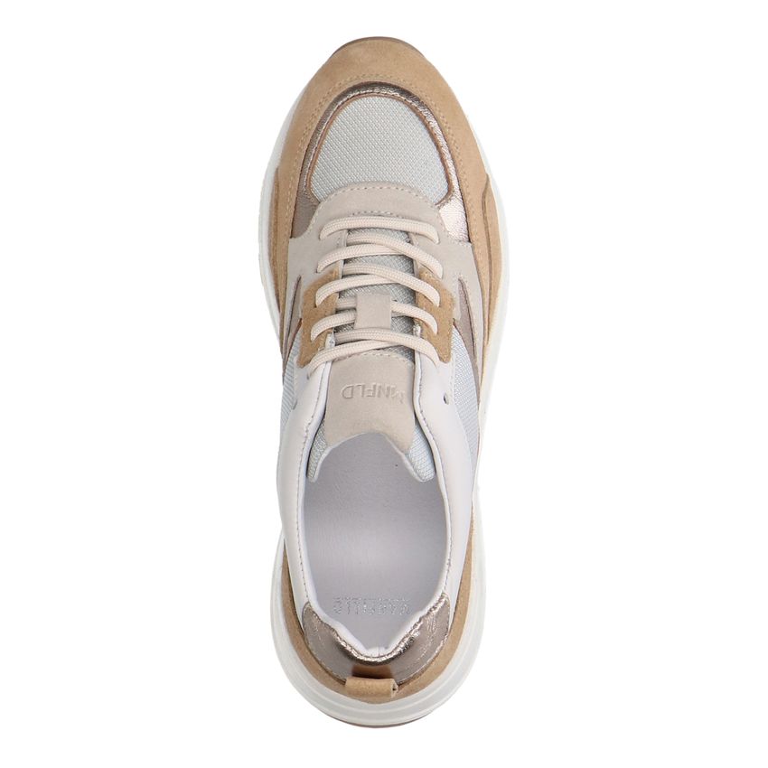 Beige leren sneakers met suède details