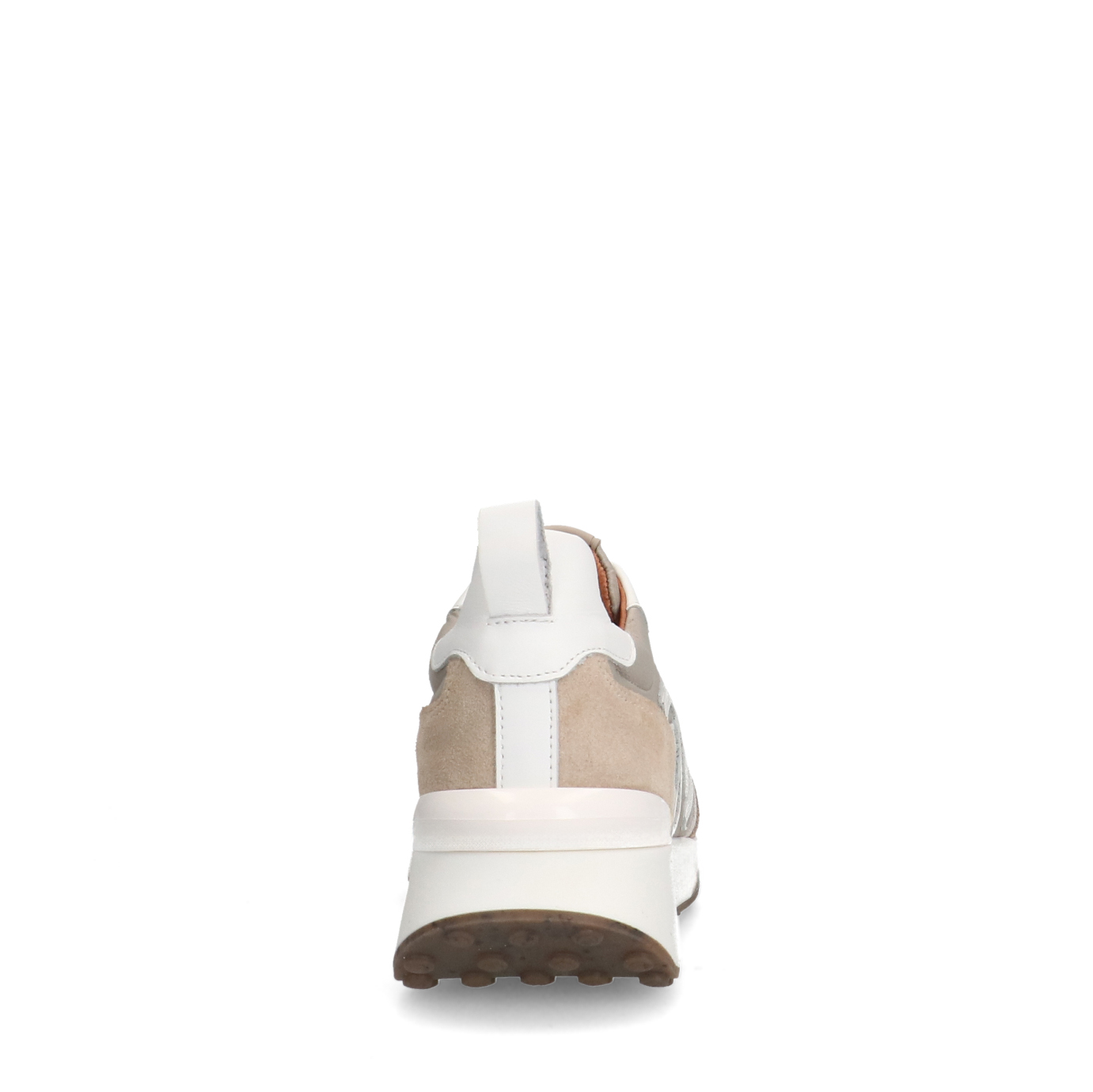 Beigefarbene Veloursleder-Sneaker mit Details | Flache sneaker 