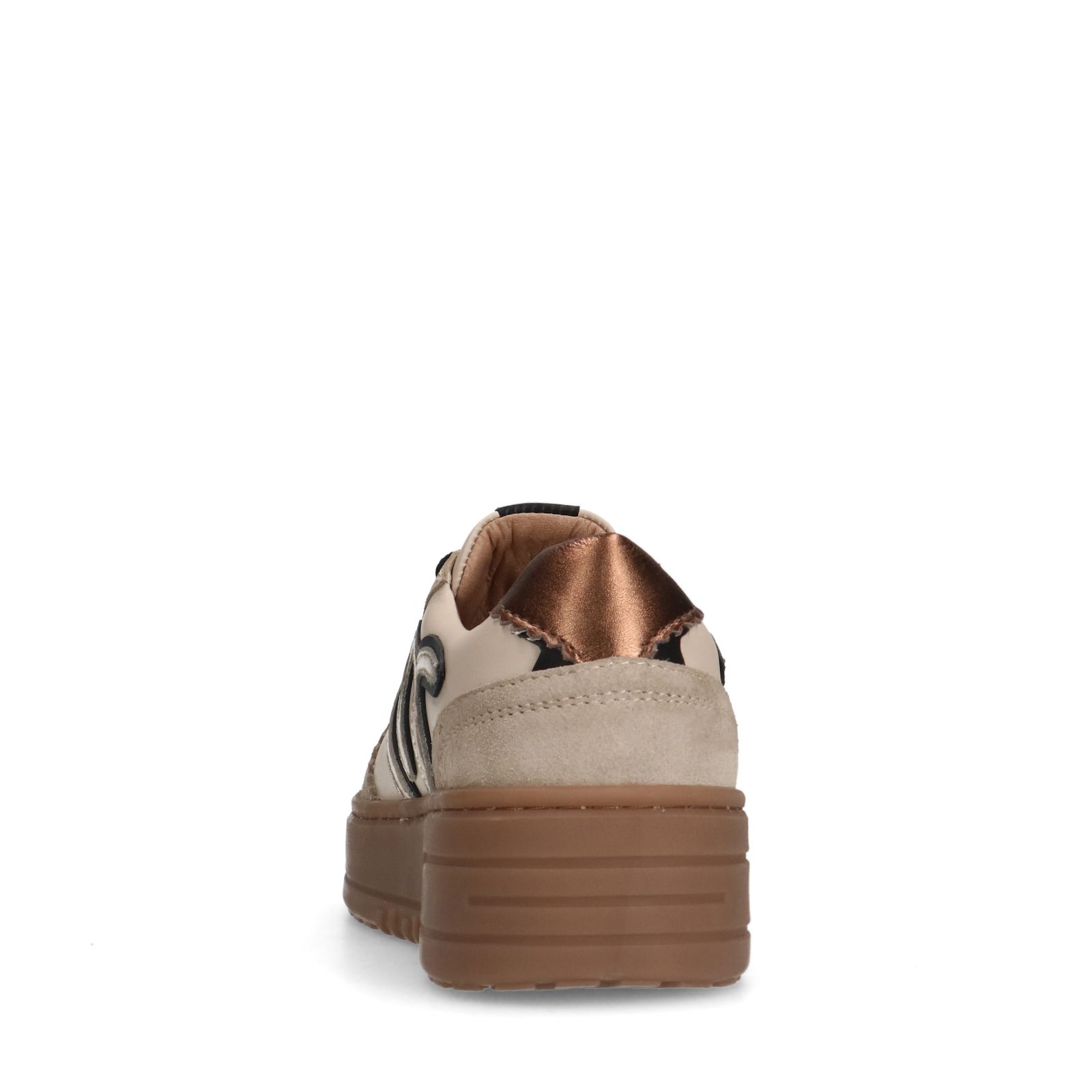 Beige leren sneakers met gouden details